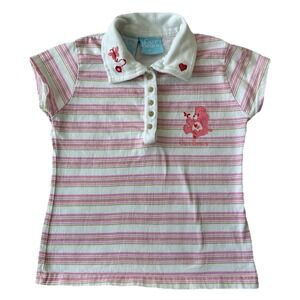 Vintage Care Bears Polo Shirt Size Small Love A Lot S 6 Pink Butterfly Y2K 00s